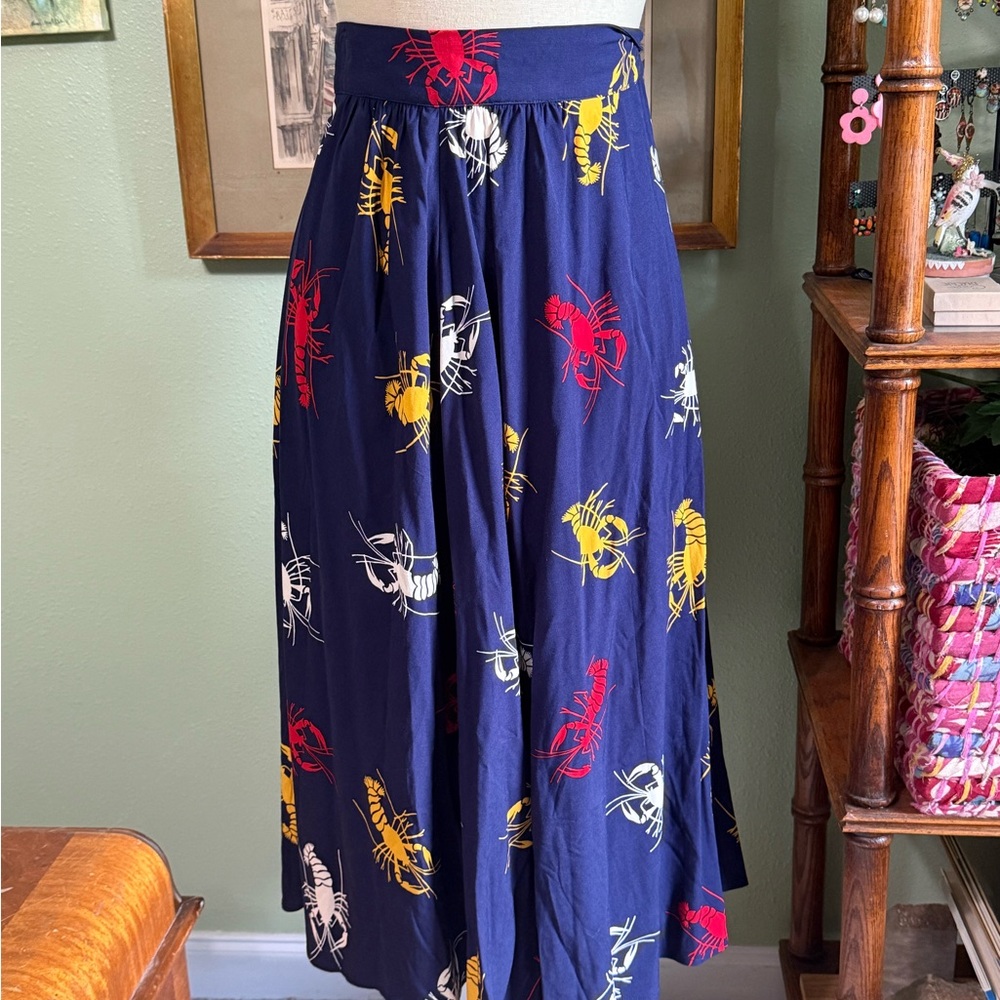 Trashy Diva Blue and Red Lobster Midi A-Line Skirt